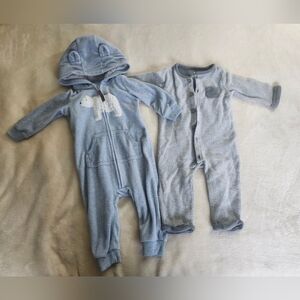 Carter's Blue Hooded Zip Romper with Matching Snap-Front One-Piece